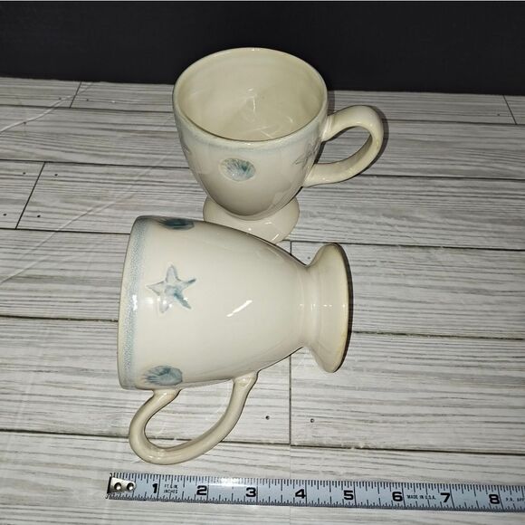 Home Studio Shoreline Collection Footed Mugs Seashells Nautical Beach Ocean - Picture 8 of 8